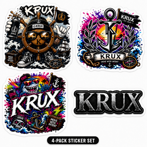 KRUX Captain's Sticker Pack — all 4 designs